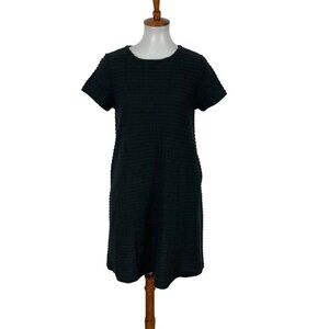 NET Collection Midi Dress Medium Black Minimalist Short Sleeve